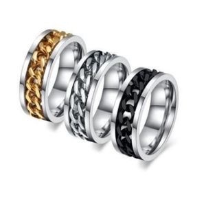 New Stainless Steel & Titanium Chain Spinner Rings